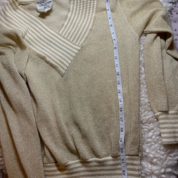 Vintage Regency Collection For Joyce Retro Sparkle Gold Sweater Size Medium - Picture 6 of 7